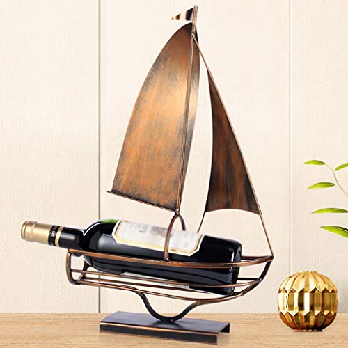 ZYZMH Sailing Wine Bottle Holder Iron Art European Creative Wine Rack Classic Bottle Storage Holder Practical Decoration