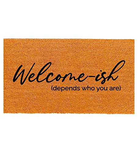 THEODORE MAGNUS Natural Coir Doormat with Non-Slip Backing - 17 x 30 - Outdoor / Indoor - Natural - Live Laugh Leave - COIR-1730-15-405