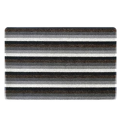 OOKSEN Outdoor Doormats, Waterproof Front Door Mat with Anti-Slip Backing for Entryway, Black Striped Welcome Door Mats Dirt Trapper for Outdoor