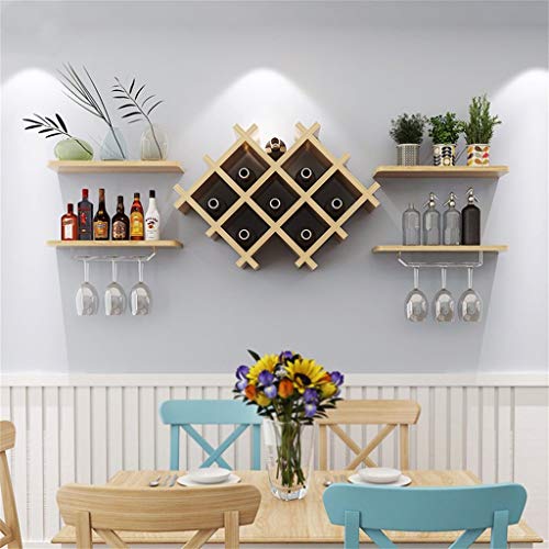 EYLINK Wine Racks,Wall Holder Vintage Grid |Wine Glass Tray Holder Large | Wine Bottle Holder | Rustic Wine Holder Wall Decoration Unit Frame for