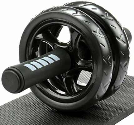 H&S Ab Roller for Strength Training Equipment - Abs Sit Up Exercise Wheel for home gym with Extra Thick Knee Pad Mat - Ab Trainer w/Dual Glide Wh