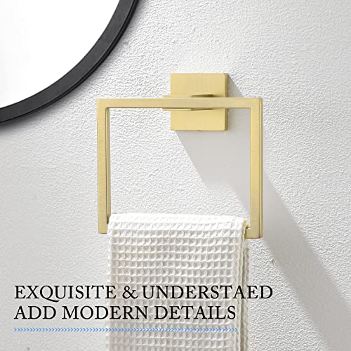 TURS Towel Rail Polish Black Towel Ring SUS 304 Stainless Steel Wall Mounted Black White Gold Chrome Polished Finish Bathroom (Brass)