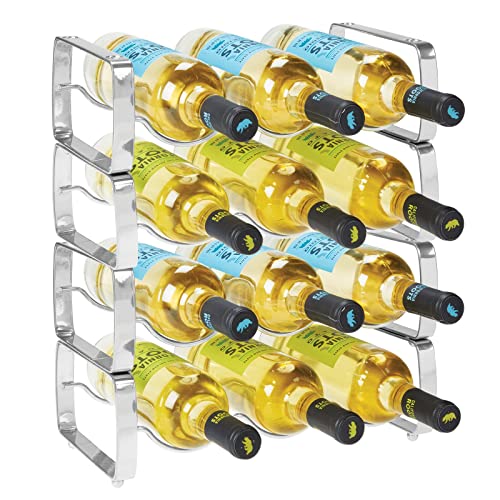 mDesign Set of 2 Wine Rack – Stackable Metal Wine Shelf for up to 3 Bottles – Convenient Shelf for Wine Bottles and More – Graphite Grey