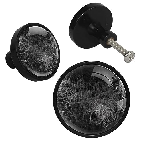 Halloween Spider Web Furniture Knobs Set of 4 for Home, Office, Kitchen, Bathroom Cabinet, Dresser and Cupboard