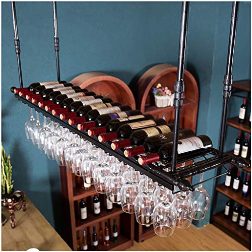 Inverted Wine Rack Simple Style Retro Wrought Iron Metal Multi-Function Living Room Display Wine Rack Ceiling Wine Rack - Restaurant Kitchen Bar