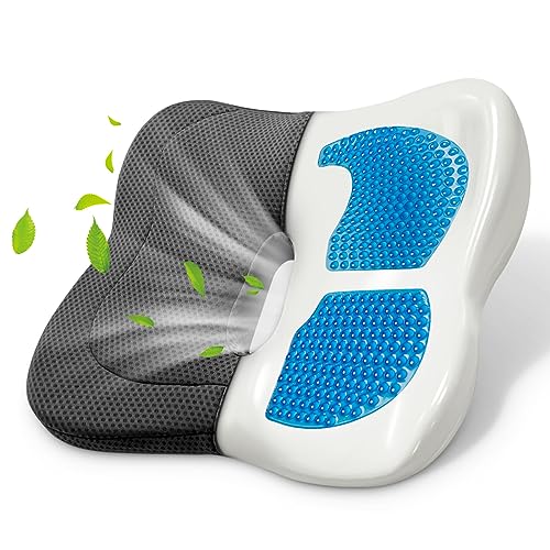 MONgiftshop Gel Seat Cushion, Double Thick Breathable Seat Cushion Cool Gel Cushion Honeycomb Design with Non-Slip Cover Pain Relif Seat Cushion