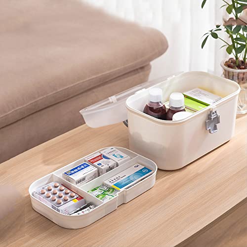LIKEUDO Medicine Organizer Box First Aid Health Emergency Storage Box Large Capacity Medicine Storage Bins with Lid (L)