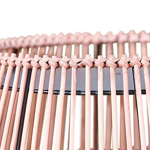 Teamson Home Outdoor Garden Small Round Drum Patio Side Table, 12.5 Inch Plant Stand in Bamboo Wicker, Weather Resistant, Outdoor Garden Décor, B