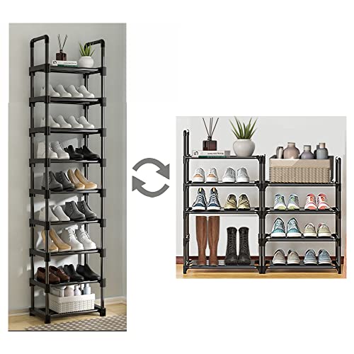 ONEORNEVER Shoe Rack, Sturdy Metal Shoe Rack Organizer,Narrow Shoe Rack,Shoe Racks for Closets,Shoes Rack,Shoe Stand,Shoe Shelf for Hallway Black