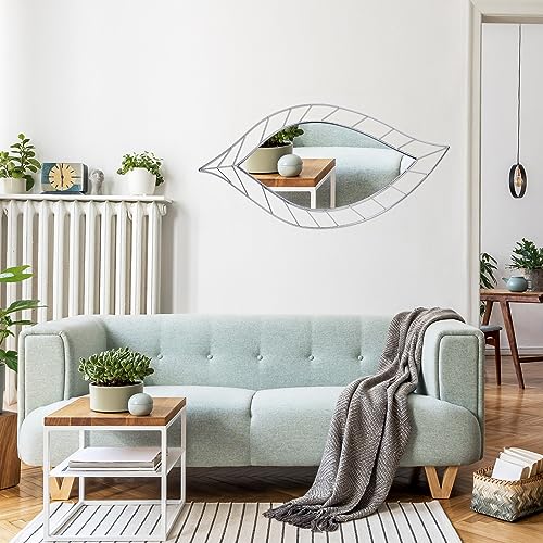 Chunful 2 Pack Wall Mirrors 36 x 18 Inch Decorative Leaf Mirror Artistic Modern Mirror Leaves Shaped Mirrors Decor for Living Room, Bedroom, Bath