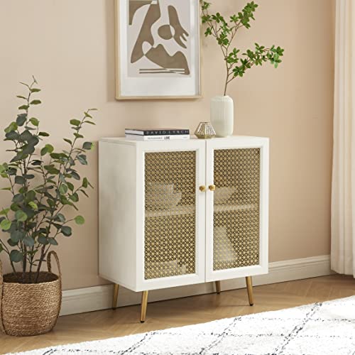 EDYO LIVING Sideboard Buffet Cabinet with Metal Grid Decorated Doors, Modern Storage Cabinet for Kitchen, Bar, Dining Room, Hallway 30.8”Wx15.8”D
