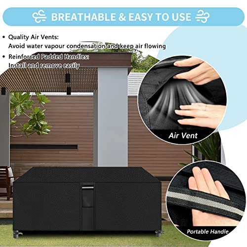RICHIE Garden Furniture Covers Waterproof Garden Outdoor Table Cover 242x162x100cm, Heavy Duty 600D Oxford PVC Breathable Coating for Furniture S