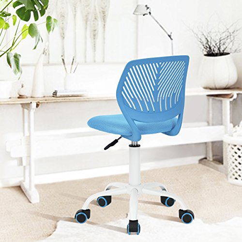 Homy Casa Desk Chair Adjustable Swivel Fabric Seat Ergonomic Task Chair Home Office For Kids Teens without Armrest, Blue