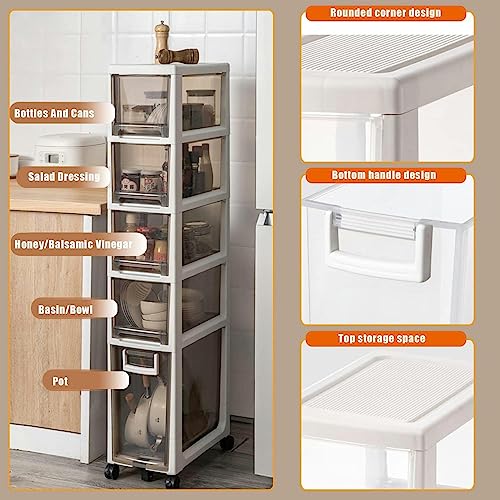 CIADAZ Small Bathroom Storage Cabinet, Toilet Paper Holder, 2/3/4 Tier Thin Toilet Vanity Cabinet, Narrow Bathroom Cabinet Organizer for Small Sp
