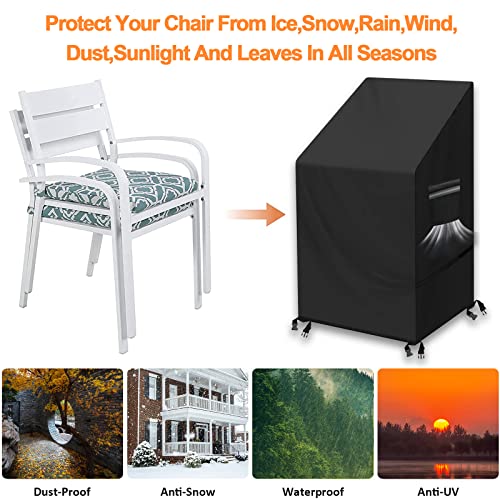 Patio Stacking Chair Cover, 2pcs Outdoor Garden Chair Covers, Heavy Duty 210D Oxford Fabric Patio Chair Cover Waterproof Breathable Windproof Ant