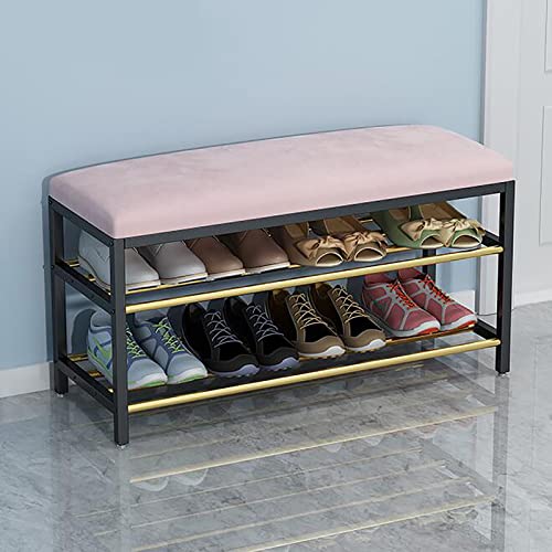 shoe storage bench ottoman Storage Benches Entryway Shoe Bench With storage,2 Tier Metal Shoe Rack With Faux Leather Seat,Upholstered Shoe storag