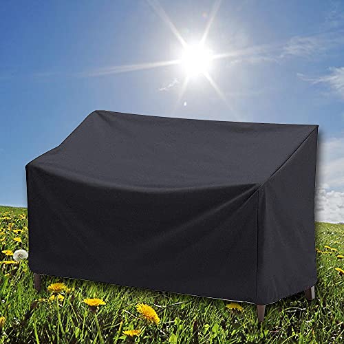 Garden Bench Cover, Waterproof 2 Seater Outdoor Bench Seat Covers Heavy Duty Windproof Patio Furniture Cover, Anti-UV Tear Resistant 210D Oxford