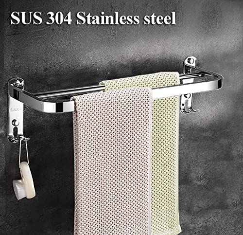 Kuivoo Towel Rail Bar,304 Stainless Steel Double Towel Holder,38cm/15Inches Wall Mounted Polished Bath Towel Rack for Kitchen and Bathroom, Silve