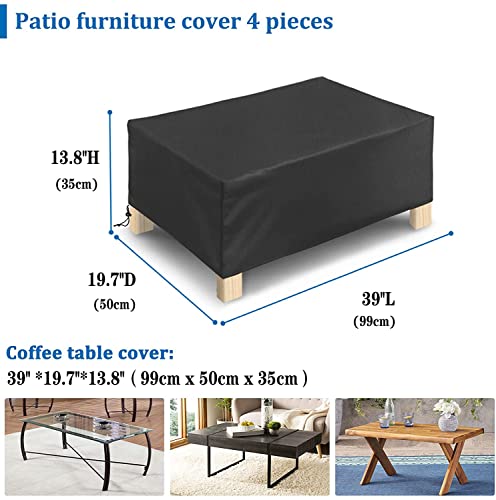 Patio Furniture Cover 4-Piece,Outdoor Garden Furniture Covers ,Upgraded 420D Heavy Duty Oxford Fabric Garden Table Cover with Air Vent Windproof