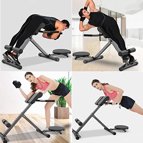 ZXYWW Folding Roman Chair, Adjustable Bench Roman Indoor Fitness Equipment with Waist Training and Push-Ups, Strength Training Back Machines