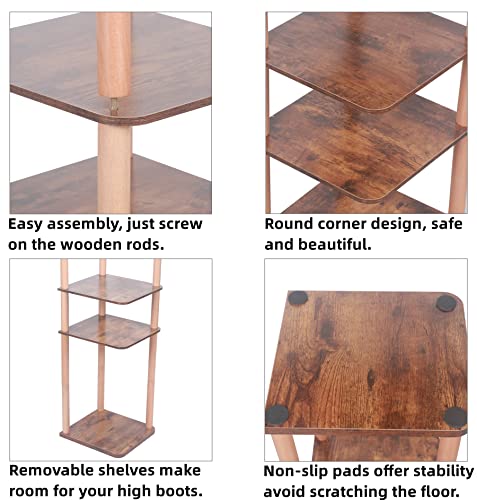 LUCKNOCK 8 Tiers Vertical Narrow Shoe Rack/ Organizer, Stylish Wooden Space Saving Shoe Storage Stand/ Shelf/ Tower Free Standing for Entryway, N