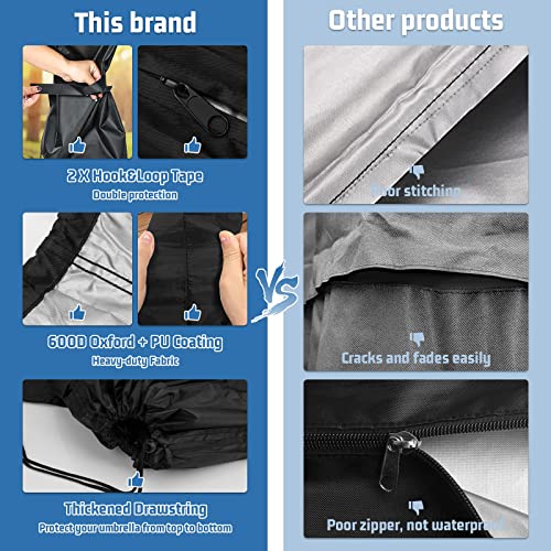 OZYAN Parasol Cover Patio Umbrella Covers,Waterproof Windproof,Anti-UV with Zip,210D Oxford Fabric Garden Parasol Cover for 7ft to 9ft Garden Out