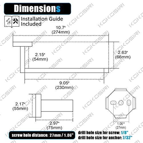 KOKOSIRI Hand Towel Holder Brushed Nickel Towel Bars 2 Pack Stainless Steel Bathroom Hardware Kitchen Paper Towel Holder Wall Mount, B3003BR-P2