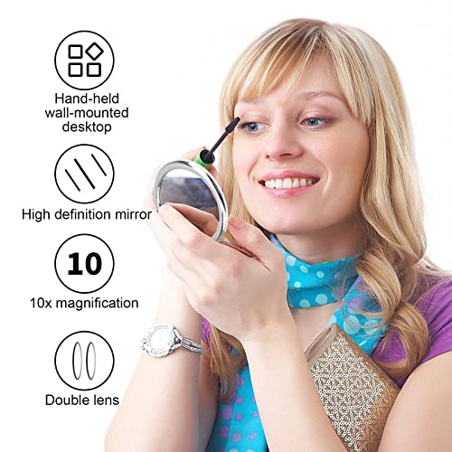 Ownfeel Magnifying Hand Held Mirror Travel Small Mirror Folding- 1X/10X Portable Makeup Mirror 6Inch Compact Mirror Double Sided High Definition