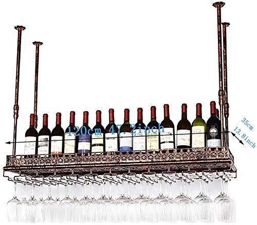 EYLINK Wine Racks,Wine Lovers/Floating Wine Shelf Wine Glass Rack Wine Rack Adjustable Height Ceiling Mounted Hanging Wine Bottle Holder Metal Ir