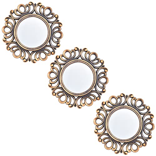 Small Wall Mirrors Decorative Set of 3 | Black and Gold Round Mirrors for Wall Decor Bedroom Living Room | Circle Mirror Wall Decor | Decorative