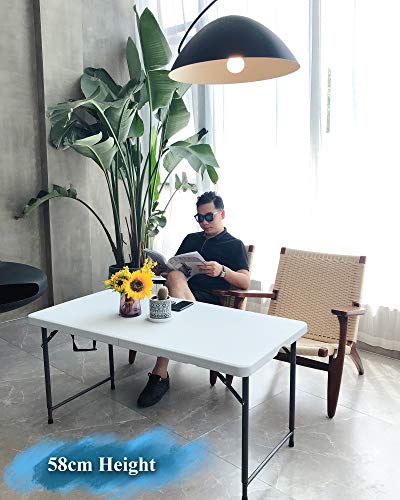 MQ Houseware 4ft Folding Table 3 Adjustable Heights Indoor & Outdoor for Camping Picnic Garden Kitchen Catering Party Market Event Buffet Dining