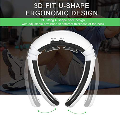 HUANGXING - USB Neck Massager, Electric Smart Neck Massage with Heat 6 Modes 16 Levels Portable Cordless Massage for Neck Pain Relief at Home Off