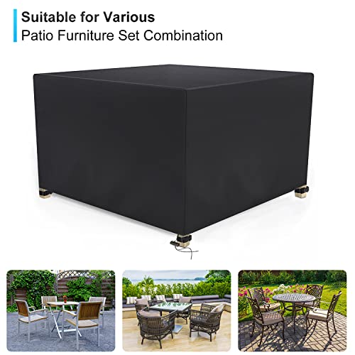 Mrrihand Garden Cube Furniture Covers Waterproof 600D Heavy Duty, Rattan Cube Cover 126x126x74cm Windproof, Anti-UV, Tear-resistant, Outdoor Tabl