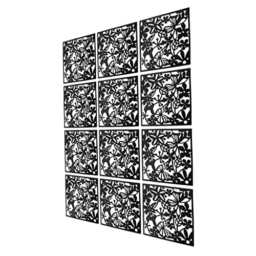Hanging Screen Hanging Room Divider Panels Safety Screen Panels For Home, Hotel, Office, Bar, As Decoration 40 X 40 Cm 12Pieces (Black)