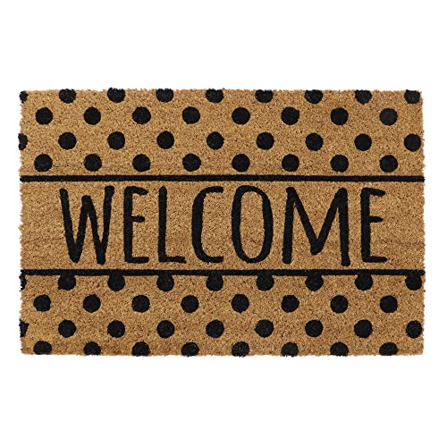 JVL Eco-Friendly Latex Backed Coir Door Mat, Welcome Spots, 40 x 60 cm Approx, 02-860