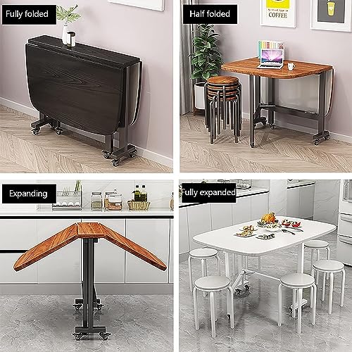 Kitchen Folding Dining Table, Extendable Butterfly Table, Space Saving Wood Rectangular Drop Leaf Table, Versatile Dinner Table with 6 Wheels, fo