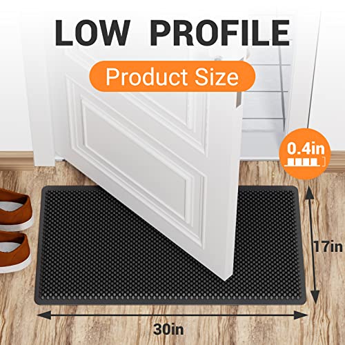 Fowooyeen FWY003B Outdoor Indoor Door Mat, Silicone Scraper Mat, Durable Non-Slip Welcome Entrance Way Rug, Front Door Mats Low-Profile Heavy Dut
