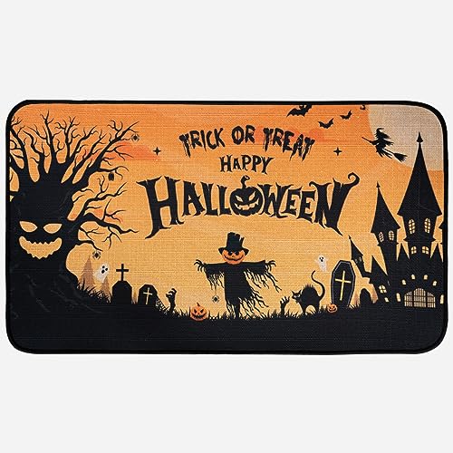 Halloween Door Mat 17"X30", Halloween Bloody Footprint Door Mat for Front Door, Scary Doormat Outdoor, Halloween Floor Matt for Home Entrance, Ho