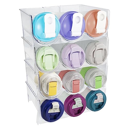 Golemas Water Bottle Organizer, Plastic Stackable Wine Storage Rack, Clear Kitchen Fridge Kitchen Cabinet Bottle Holder for Tumbler, Travel Mag,