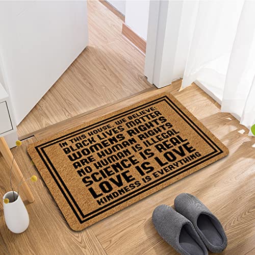 NICESIR Welcome Mat Black Lives Matter Science We Believe Funny Doormat for Home Entrance (23.6 X 15.7 inch) Fabric Top with Rubber Back Doormat