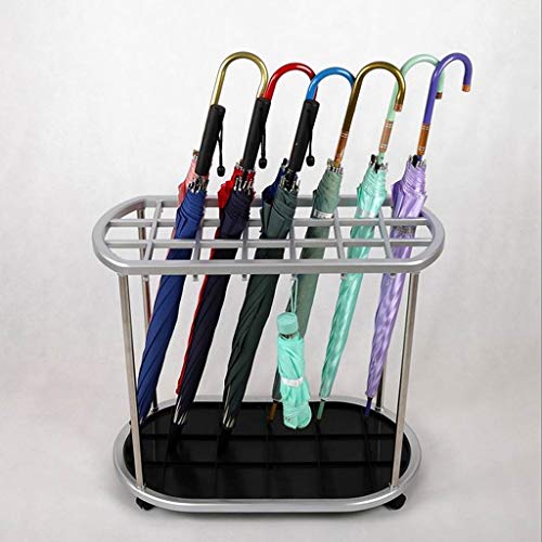SEYFI Umbrella Stands, Modern Metal 21 Slot Freestanding Umbrella Stand Holder Storage Rack with 12 Hooks and Removable Base Drip Tray