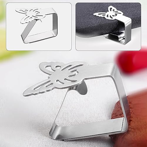 GVSAVY 6 Butterfly Tablecloth Clips, Thickened Stainless Steel Tablecloth Clip, Non Slip Fixed Picnic Table Clip Bracket, Suitable for Outdoor Pi