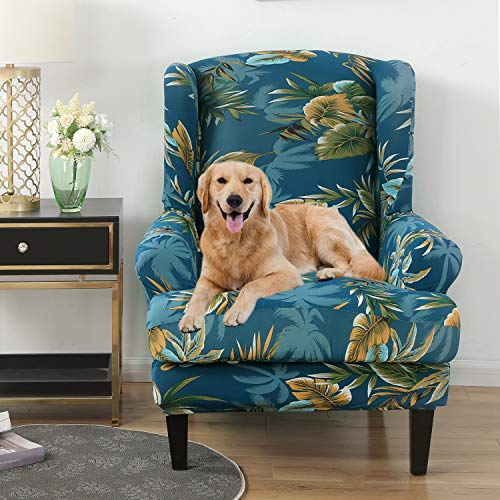 SHANNA Armchair Covers, Spandex Sofa Cover Stretch Wing Chair Slipcover for Armchairs - Wingback Chair Covers - Geometric Grey