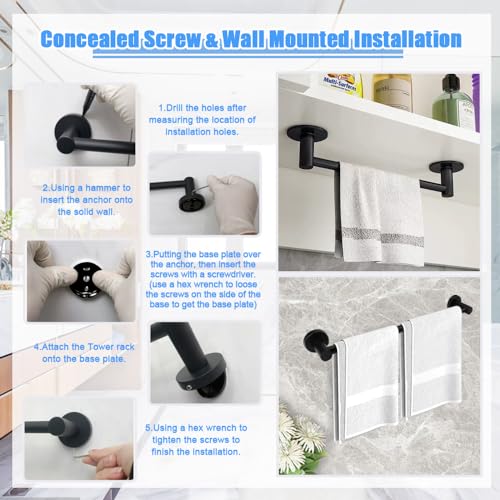 KITERI Adjustable Towel Rail 11.8 to 22.6 Inch Stainless Steel Towel Shelves Wall Mounted Towel Holder Towel Bar with Screws and Wrench for Kitch