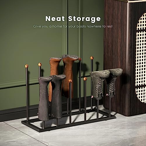 LiebeRen Boot Rack,Boot Rack Organizer Tall Boots,Boot Organizer,Free Standing Boot Racks,Black Metal Boot Rack Fit For 6 Pairs