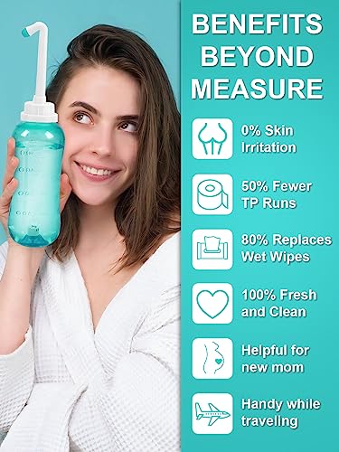 Portable Bidet for Postpartum Care, 500ml Green Travel Bidet Portable Bidet for Toilet UK, Upside Squirt Portable Bidet Squeezable Hygiene Wash f