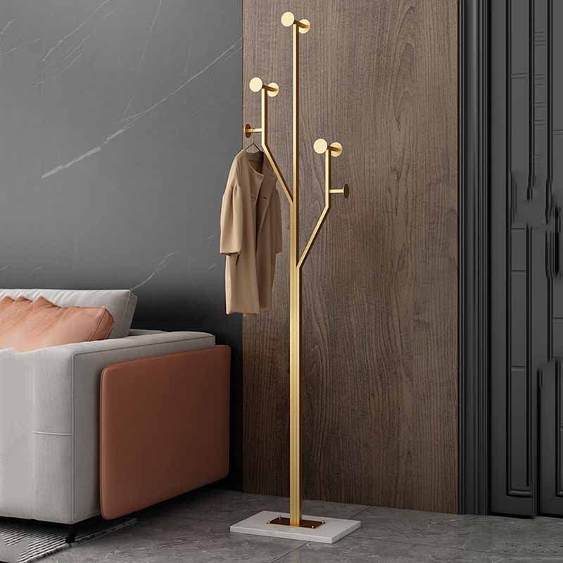 N/A Bedroom Clothes Golden Standing Coat Rack Floor Laundry Metal Hanger Coat Rack Shoe Wardrobe Furniture (Color : D, Size : Light Grey)