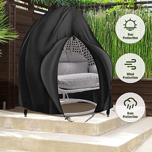 Patio Hanging Egg Chair Cover Waterproof Garden Swing Egg Chair Cover Durable Large Wicker Egg Swing Chair Covers for Single Seat Outdoor Egg Cha
