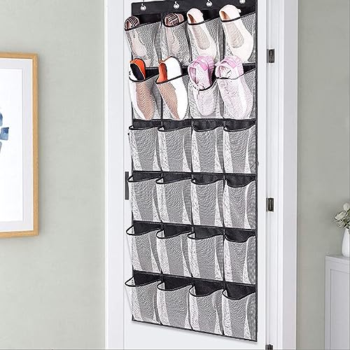 Liummrcy Over the Door Shoe Organisers, Over Door Shoe Storage 24 Mesh Pockets Over the Door Organiser for Shoes Multifunctional Hanging Shoe Rac