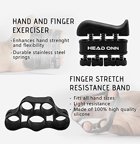 HeadOnn Hand Grips Strengthener, 5 Pack Forearm Strengthener Workout Set, Adjustable Grip Strength Trainer 5-60KG, Finger Stretcher, Exercise Rin